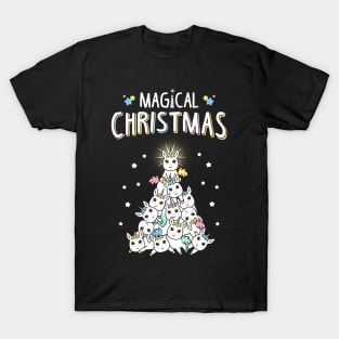 Magical Christmas With Unicorn Tree T-Shirt